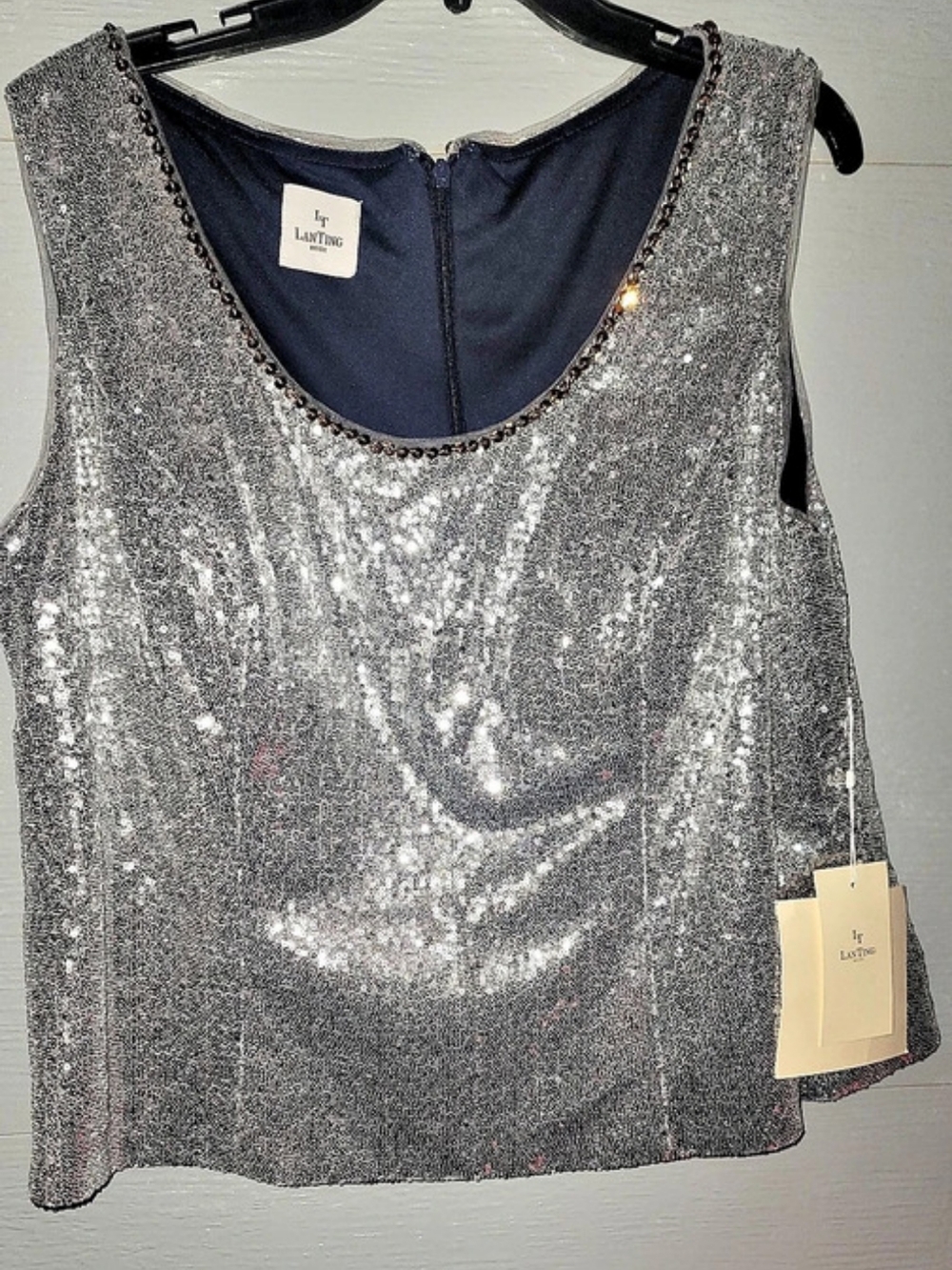 Lanting Bride Silver Sequin Tank Top